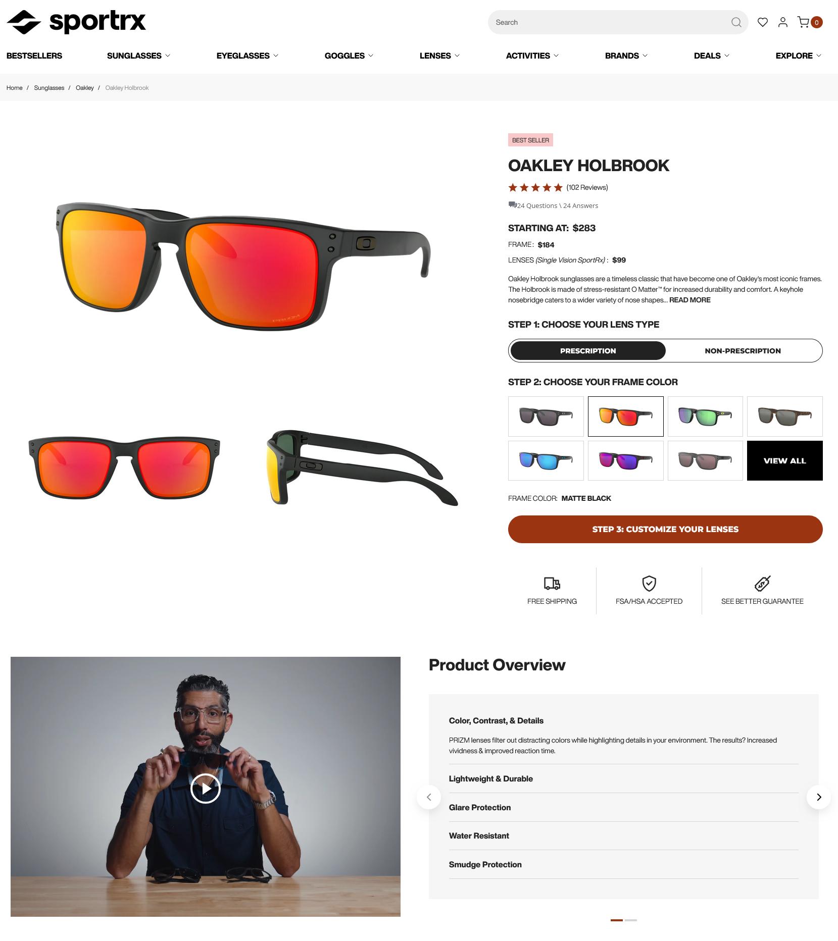 SportRX redesigned product detail page