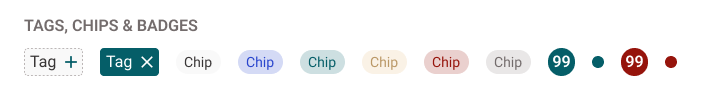 Tags, chips and badges: editable tags, colored chips, and numeric badges