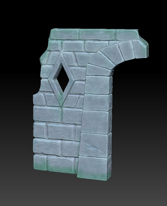 Sculpted stone ruins wall practice piece